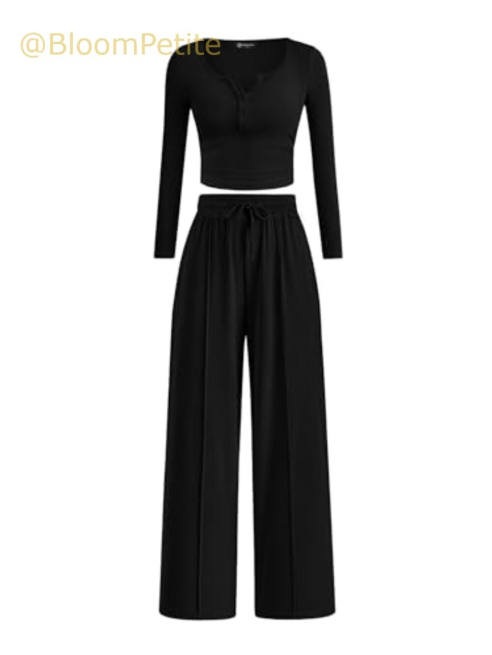 Ribbed Knit Crop Top & Wide Leg Pants Lounge Set